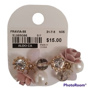 ALDO Pink Floral Pearl Crystal Women's Earrings